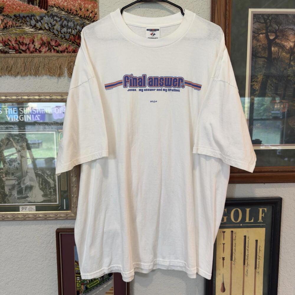 Vintage 90s RARE My Final Answer Game Show Parody Jesus Shirt Size 2XL